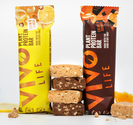 Wegańskie batony proteinowe Vivo Life - kakao i pomarańcza (12 x 65g)