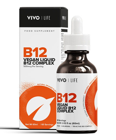 Witamina B12 Vivo Life - kompleks witamin - smak: pomarańczowy (60 porcji/60 ml)